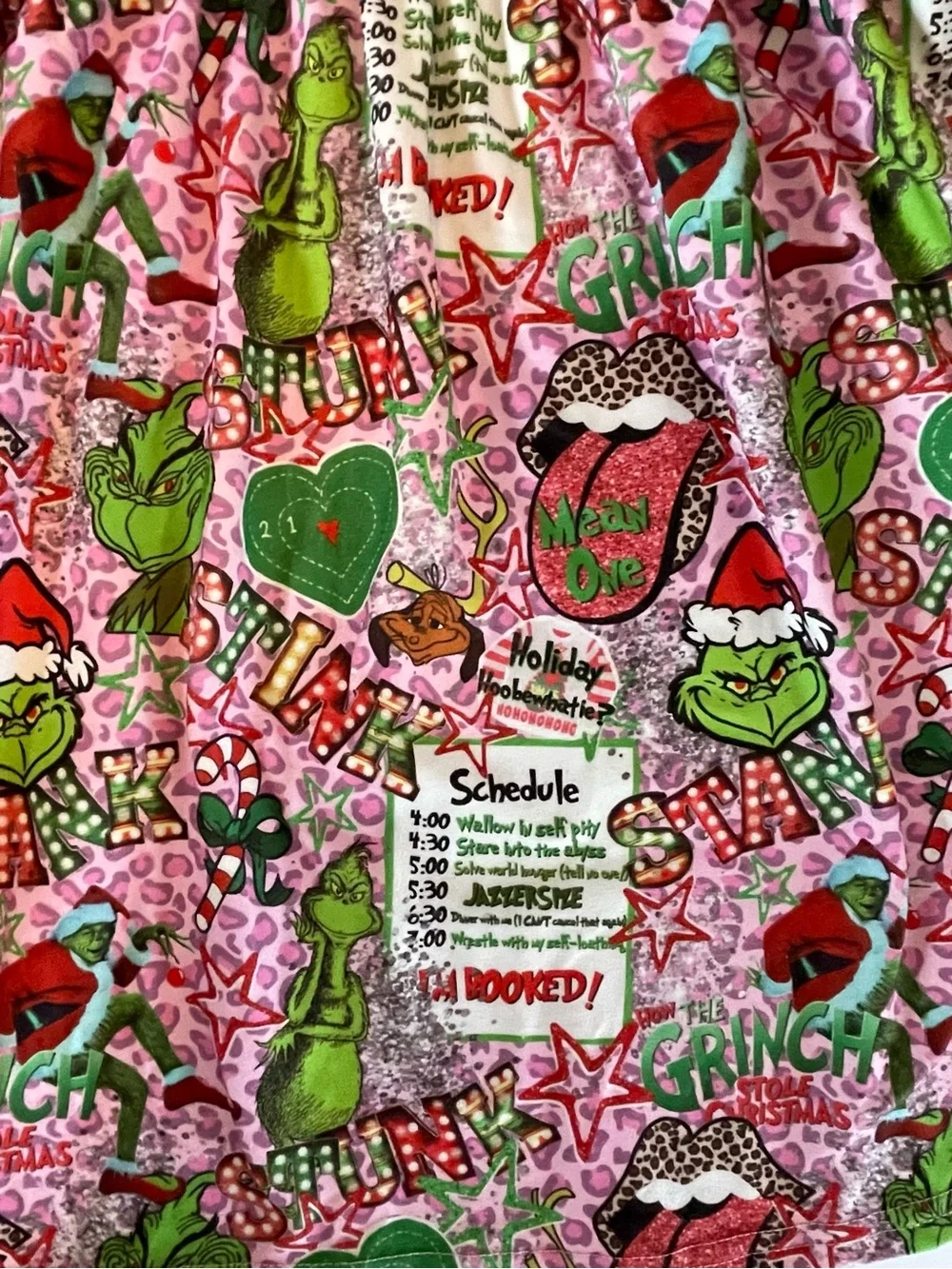 Bowtism Girls Pink Grinchmas Christmas Twirl Dress Long Sleeve Size 7